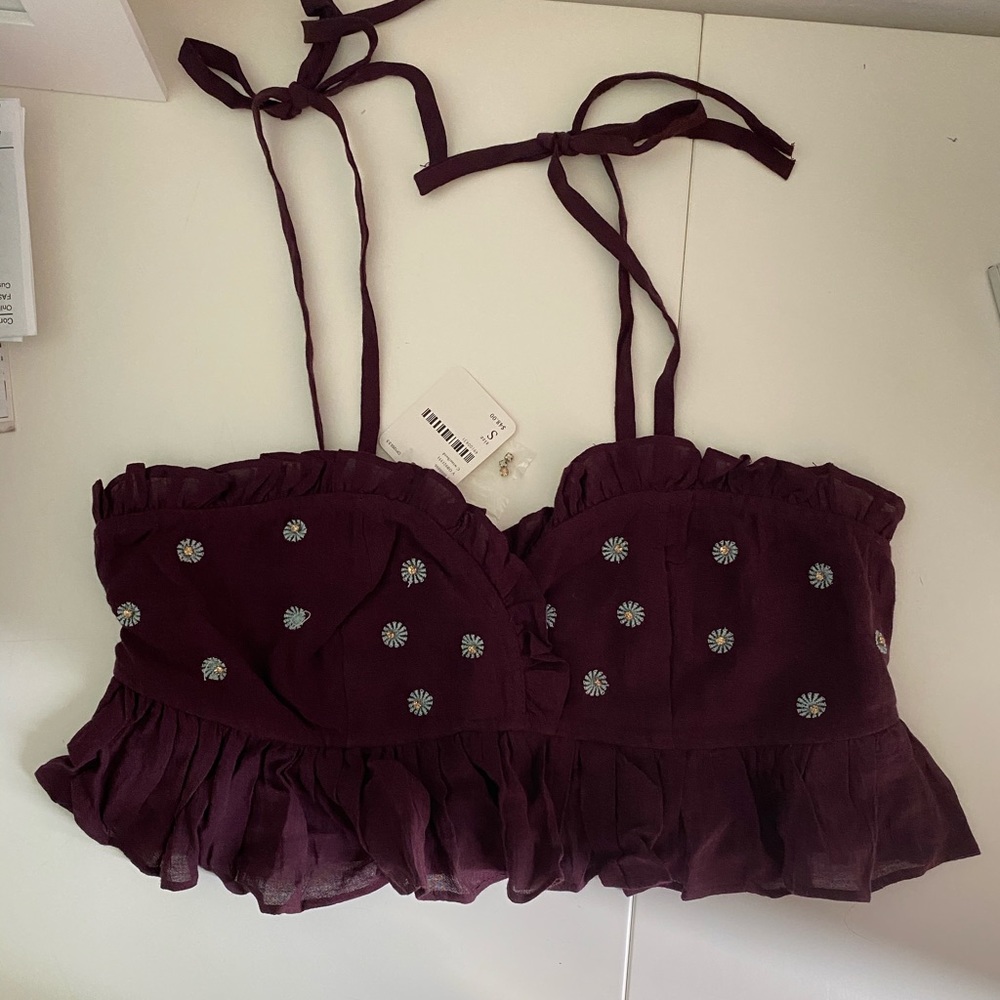 Free People Burgundy Crop Top